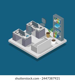 Office workplace isometric illustrated in vector