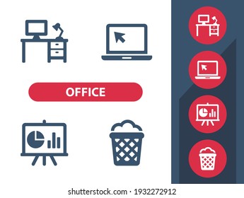 Office - Workplace - Job Icons. Professional, pixel perfect icons. EPS 10 format.
