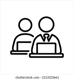 Office workplace line icon vector graphic illustration