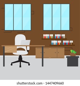Office workplace room with a table and a chair- Vector