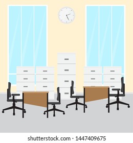 Office workplace room with a table and a chair- Vector