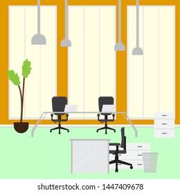 Office workplace room with a table and a chair- Vector