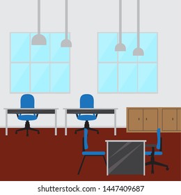 Office workplace room with a table and a chair- Vector