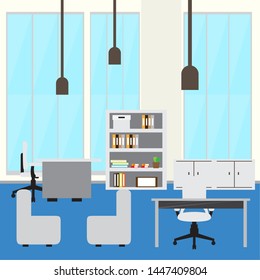 Office workplace room with a table and a chair- Vector