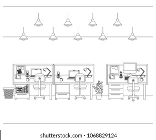office workplace scene icons