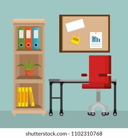 office workplace scene icons