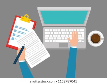office workplace scene with laptop