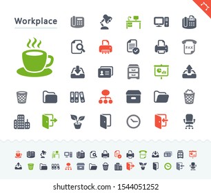 Office & Workplace - Sticker Icons. A set of professional, pixel-aligned icons.