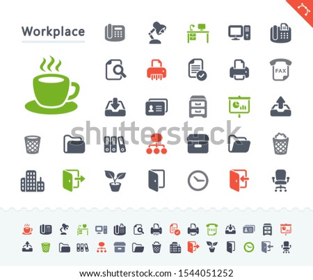 Office & Workplace - Sticker Icons. A set of professional, pixel-aligned icons.
