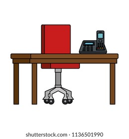 office workplace with telephone scene