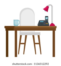 office workplace with telephone scene