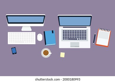 Office Workplace Vector, office equipment.