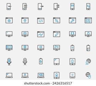 Office and Workplace web icons in line style, conference, project, document, business, work, support, contact us, productivity strategy, collection. Vector illustration.