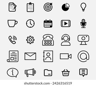 Office and Workplace web icons in line style, conference, project, document, business, work, support, contact us, productivity strategy, collection. Vector illustration.