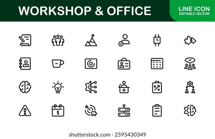 Office and Workshop Icon Collection. Perfect for Workspace, Business, and Productivity Design Themes