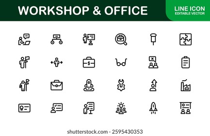 Office and Workshop Icon Collection. Perfect for Workspace, Business, and Productivity Design Themes