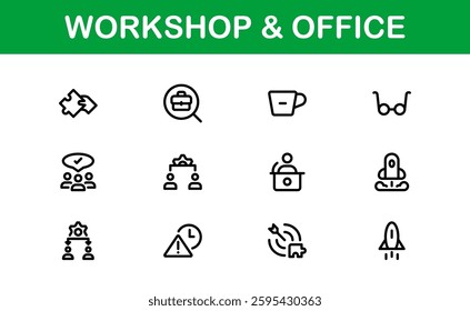 Office and Workshop Icon Collection. Perfect for Workspace, Business, and Productivity Design Themes