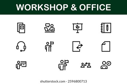 Office and Workshop Icon Collection. Perfect for Workspace, Business, and Productivity Design Themes