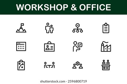 Office and Workshop Icon Collection. Perfect for Workspace, Business, and Productivity Design Themes