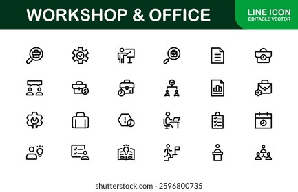 Office and Workshop Icon Collection. Perfect for Workspace, Business, and Productivity Design Themes