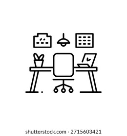office workspace with chair and desk and computer equipment