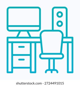 Escritorio de Espacio de trabajo de oficina Vector aislado Gradiente línea estilo icono.