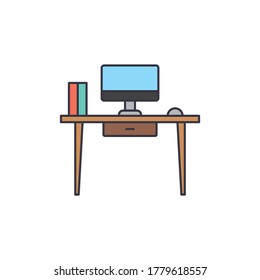 Office workspace desk vector icon symbol workspace isolated on white background