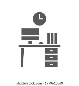 Office workspace desk vector icon symbol workspace isolated on white background