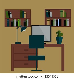 Office. Workspace. Flat style