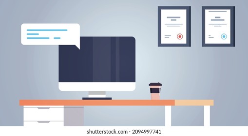 Office and workspace flat vector illustration.
