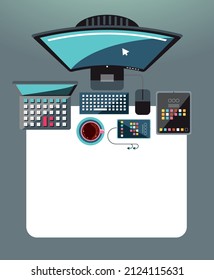 concepto de área de trabajo de oficina y gadgets