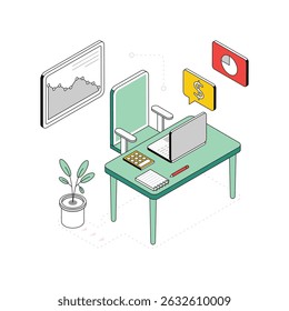 Office Workspace isometric Style Illustration. EPS 10 file
