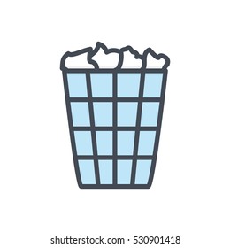Office workspace job icon vector illustration  colored filled trash can mesh bin