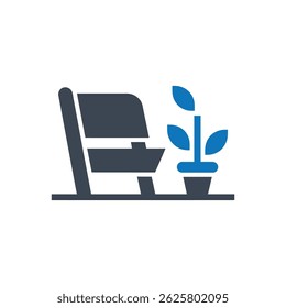 Office Workspace Plant Icon Isolated On White Background