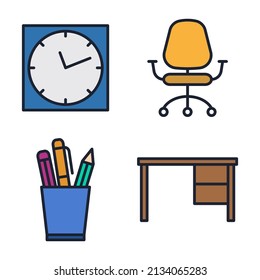 Office workspace set icon symbol template for graphic and web design collection logo vector illustration