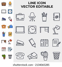 Office workspace set icon symbol template for graphic and web design collection logo vector illustration