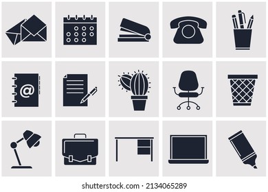 Office workspace set icon symbol template for graphic and web design collection logo vector illustration