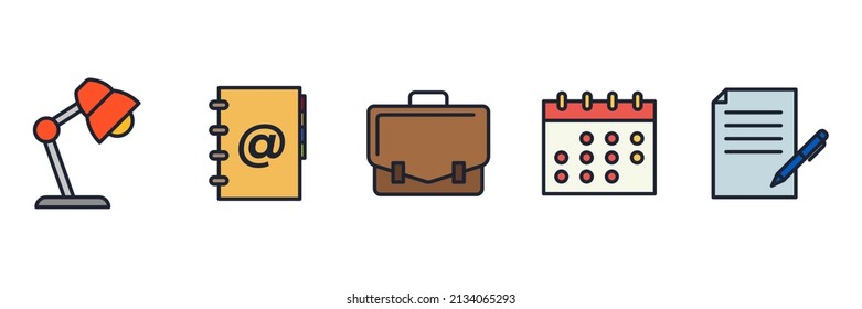 Office workspace set icon symbol template for graphic and web design collection logo vector illustration