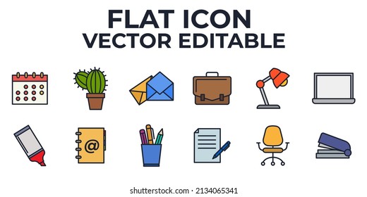 Office workspace set icon symbol template for graphic and web design collection logo vector illustration