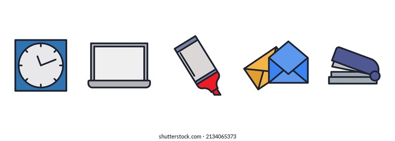 Office workspace set icon symbol template for graphic and web design collection logo vector illustration