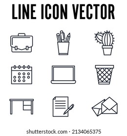 Office workspace set icon symbol template for graphic and web design collection logo vector illustration