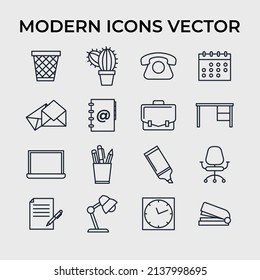 Office workspace set icon symbol template for graphic and web design collection logo vector illustration