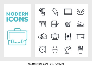 Office workspace set icon symbol template for graphic and web design collection logo vector illustration