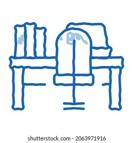office workspace sketch icon vector. Hand drawn blue doodle line art office workspace sign. isolated symbol illustration
