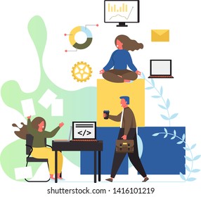Office workspace, vector flat style design illustration