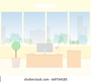 Office workspace. Vector illustration in flat minimalistic design.