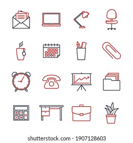 office workspace and workplace set icon. Office and business pack symbol vector illustration.