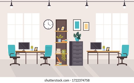 Office workstation furniture interior concept. Vector flat graphic design cartoon illustration - Shutterstock ID 1722374758