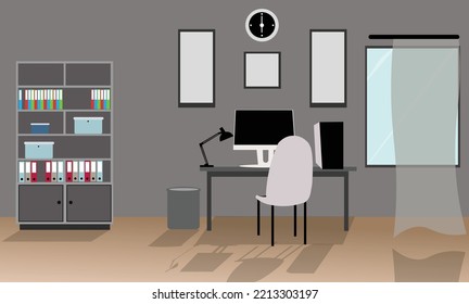 Office workstation furniture interior concept. Vector flat graphic design cartoon illustration
