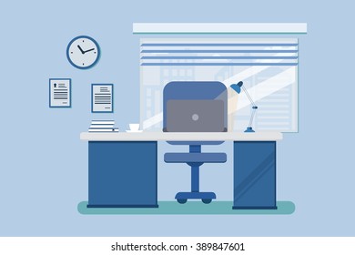Office worplace. Flat vector illustration